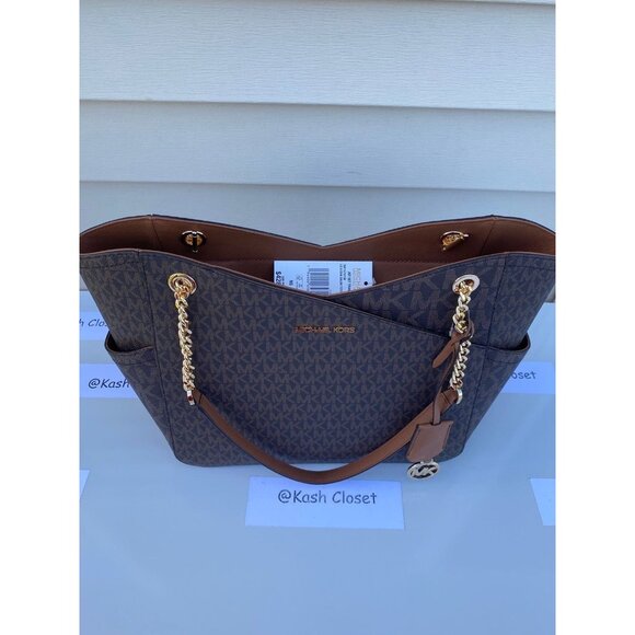 Michael Kors shoulder bag tote xchain bag jet set bag MK signature brown - Picture 11 of 12